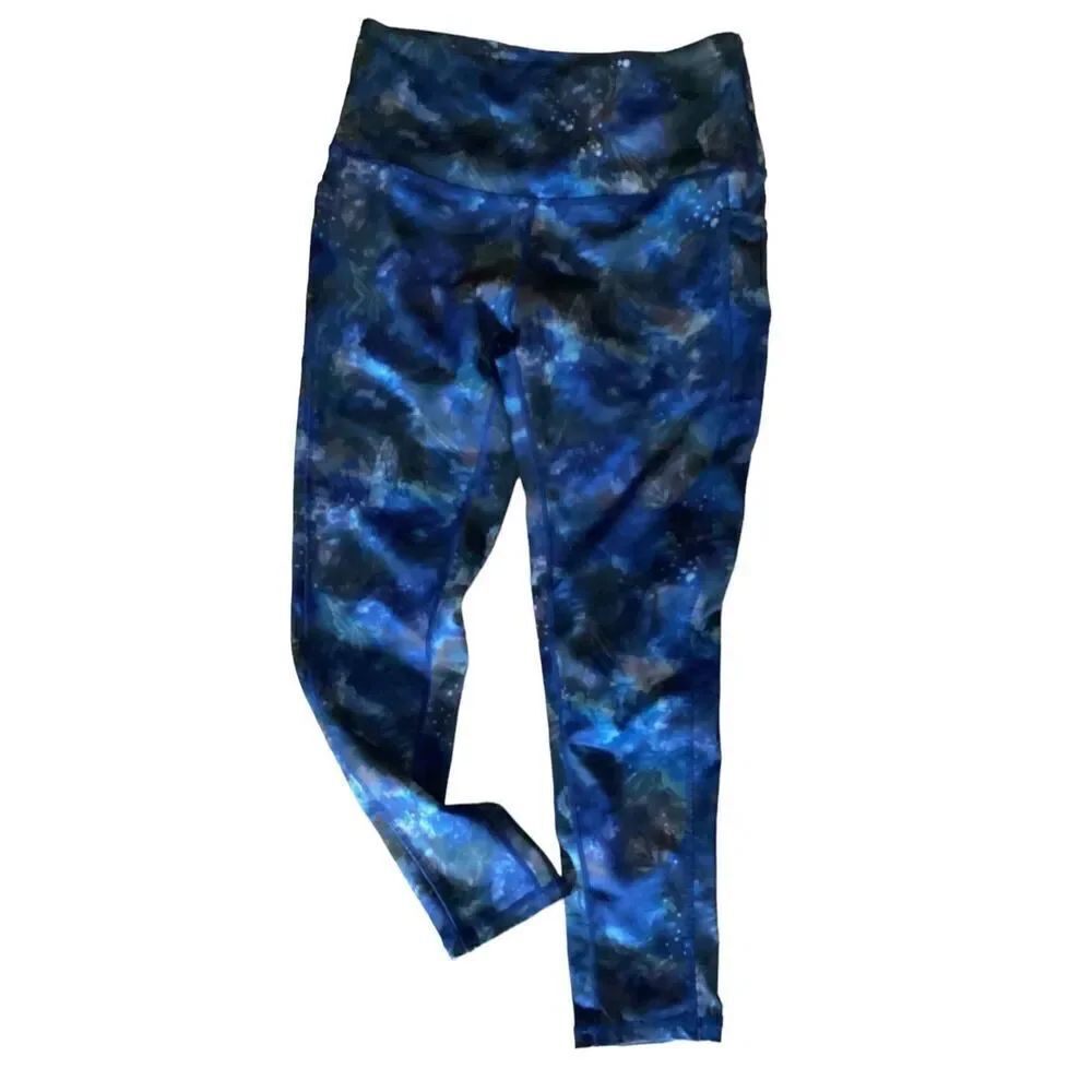 LegEnd High - Waisted Printed Leggings Black / Blue Full Length M